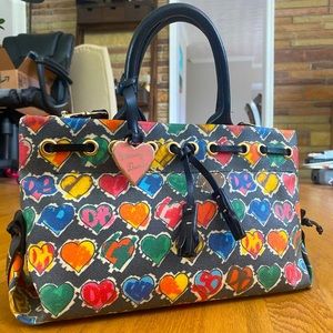 Dooney and Bourke Crossbody Handbag - Vintage Y2K Like-New Black w/ Hearts